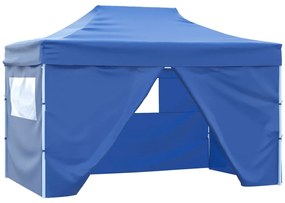 Tenda pop-up dobrável com 4 paredes laterais 3x4,5 m azul