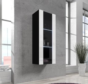 Vitrine de Parede Grijó – 40x126 cm – Preto e Branco com LED – Suspens