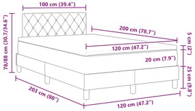 Cama Box Spring vidaXL com Colchão Preto 120x200 cm Veludo
