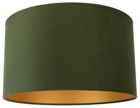 Abajur de Veludo Verde 35/35/20 com Interior Dourado