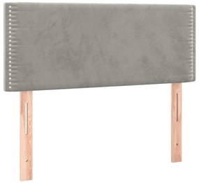Cama box spring c/ colchão/LED 120x200 cm veludo cinzento-claro