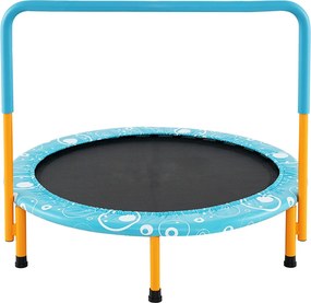 Trampolim dobrável para crianças de 92 cm com corrimão removível azul e laranja
