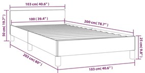 Estrutura de cama c/ cabeceira 100x200 cm veludo azul-escuro