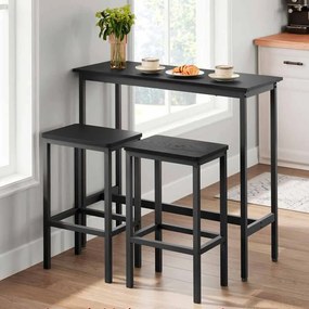 Conjunto de mesa de bar com 2 bancos de bar Preto
