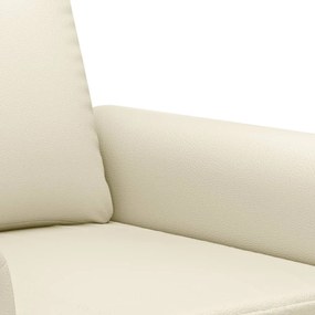 3 pcs conjunto sofás c/ almofadões couro artificial cor creme