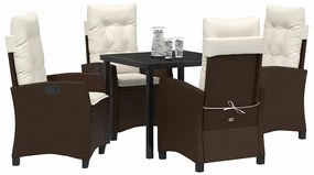 Conjunto de Jantar de Jardim com 5 Peças e Almofadas - Rattan Poliéste