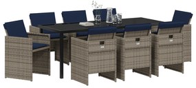 Conjunto de Jantar de Jardim de 9 Peças com Almofadas em Rattan Polipr