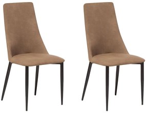 Conjunto de 2 cadeiras em pele sintética castanha dourada CLAYTON Beliani