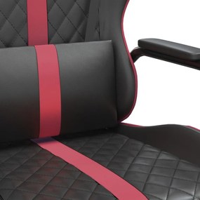 Cadeira gaming massagens couro artificial vermelho-tinto/preto