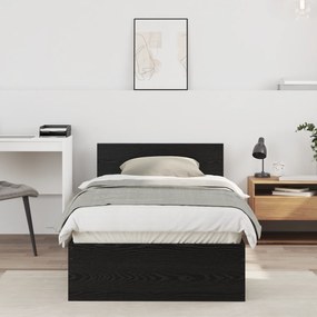 vidaXL Estrutura de Cama com Cabeceira Carvalho Preto 90x200 cm Madeira de Engenharia