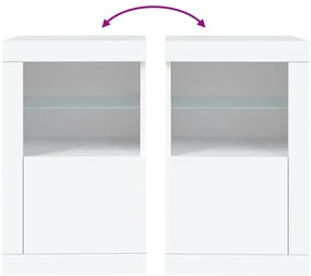 Armário de apoio com luzes LED derivados de madeira branco