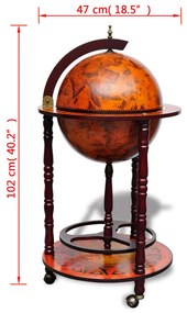 Suporte para garrafas de vinho forma de globo madeira eucalipto