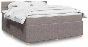 vidaXL Cama com molas/colchão 200x200 cm tecido castanho-acinzentado
