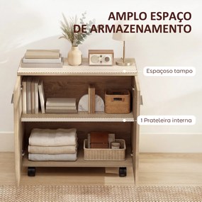 Aparador de Sala com Rodas 2 Portas e Prateleiras para Sala de Estar Quarto Escritório 60x35x65 cm Madeira