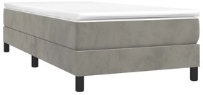 Cama com molas/colchão 90x190 cm veludo cinza-claro