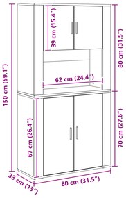 Highboard Carvalho Artisan 80x33x150 cm Madeira Técnica