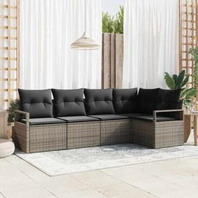 Conjunto de Sofá de Jardim vidaXL com Almofadas Cinza Rattan Sintético