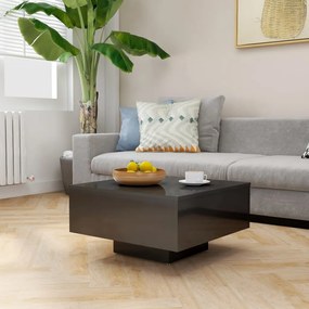 vidaXL Mesa de centro 60x60x31,5 cm contraplacado cinzento brilhante