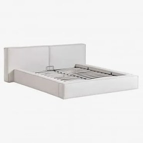 Cama Com Canapé Abatível Estofada Lunari Chenille Branco Pérola & 140 X 190 Cm & Sem Colchão - Sklum