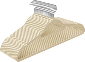 Conjunto de 20 cabides de veludo 43,5 x 0,6 x 22,5 cm bege