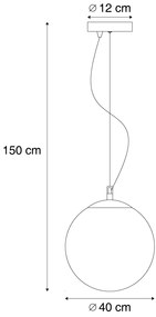 Candeeiro de suspensão escandinavo em vidro opalino 40 cm - Ball 40 Moderno,Design