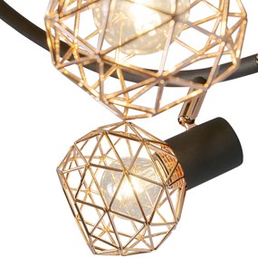 Projetores modernos pretos com cobre 3 luzes - Mesh