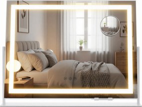 Espelho de maquilhagem com controlo tátil 10 x 62,5 x 45,8 cm, intensidade regulável, espelho de maquilhagem com iluminação branco 