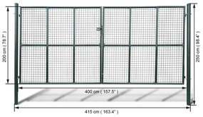 Portão de jardim em rede 415 x 250 cm / 400 x 200 cm