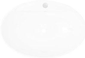 Lavatório cerâmico oval branco com buraco para torneira