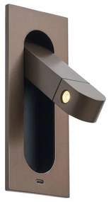 Candeeiro de Parede Moderno Bronze Escuro Incl. LED e Porta USB-C - Hilton
