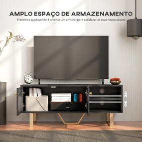 Móvel de TV Móvel para Televisor com 2 Portas Prateleira Ajustável e E
