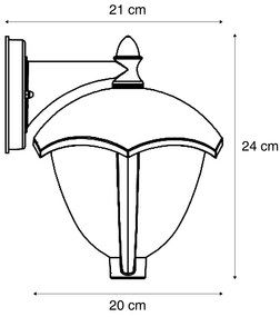 Aplique de parede inteligente para exterior preto com vidro opalino incluindo LED IP54 - Classica Clássico / Antigo