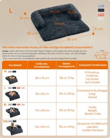 Cama para cães para o sofá L, de pelúcia, 95 x 85 x 16 cm, cinzento escuro