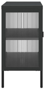 Aparador 105x35x70 cm vidro e aço preto