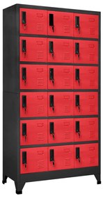vidaXL Cacifo 90x40x180 cm aço antracite e vermelho