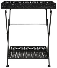 Mesa de chá dobrável estilo vintage metal 58x35x72 cm preto