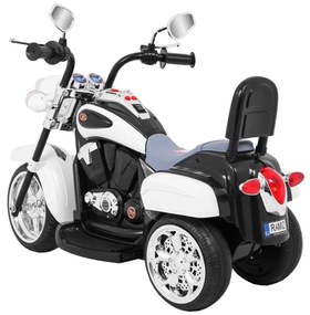 Mota elétrica para crianças 6V, NightBike Chopper 1,5 a 4,5 anos Branca