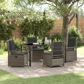 vidaXL Conjunto de Jantar de Jardim de 5 Peças Cinza Vime PE