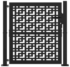 Portão de jardim 105x106 cm design cruzado de aço preto