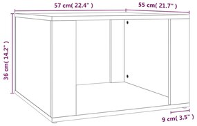 Mesa de cabeceira 57x55x36cm derivados madeira branco brilhante