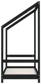 Estrutura de cama infantil 2x(70x140) cm pinho maciço preto
