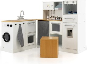 Cozinha de Brincar Infantil Lisboa – 2 em 1 com Luzes, Sons, Máquina d