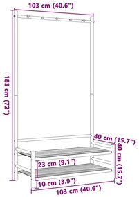 Roupeiro com prateleiras 103x40x183 cm bambu