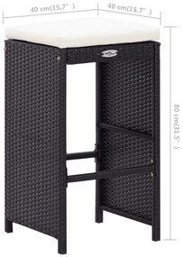 Conjunto de bar para exterior 9 pcs vime PE preto