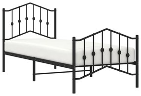 Estrutura de cama com cabeceira e pés 90x200 cm metal preto