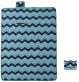 Manta de piquenique dobrável 200x150 cm veludo ondas azuis