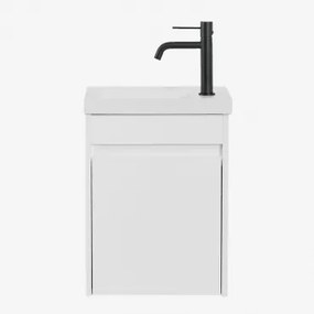 Conjunto De Móvel De Casa De Banho Suspenso Em Madeira Com Lavatório Integrado Narek Branco & Sem Espelho & Preto Mate, 20 Cm, - Sklum