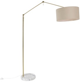 Candeeiro de pé dourado com cúpula castanho claro 50 cm ajustável - Editor Design,Moderno