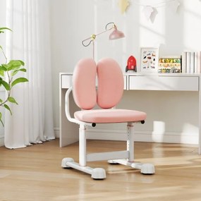 Cadeira de escritório para crianças com apoio duplo para as costas e altura ajustável estofada Rosa