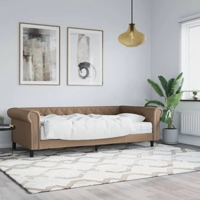 vidaXL Sofá-cama com colchão 90x200 cm couro artificial cappuccino
